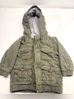 Old Navy 12-18M Olive Green Hooded Utility Jacket